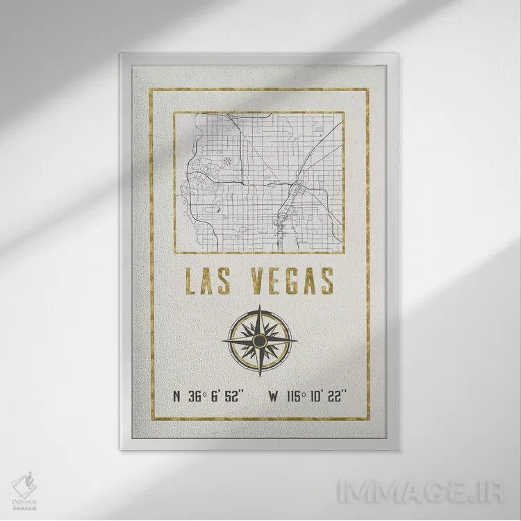 تابلو دکوراتیو لاس وگاس، نوادا اثر نیچر مجیک - نمای قابدار سفید