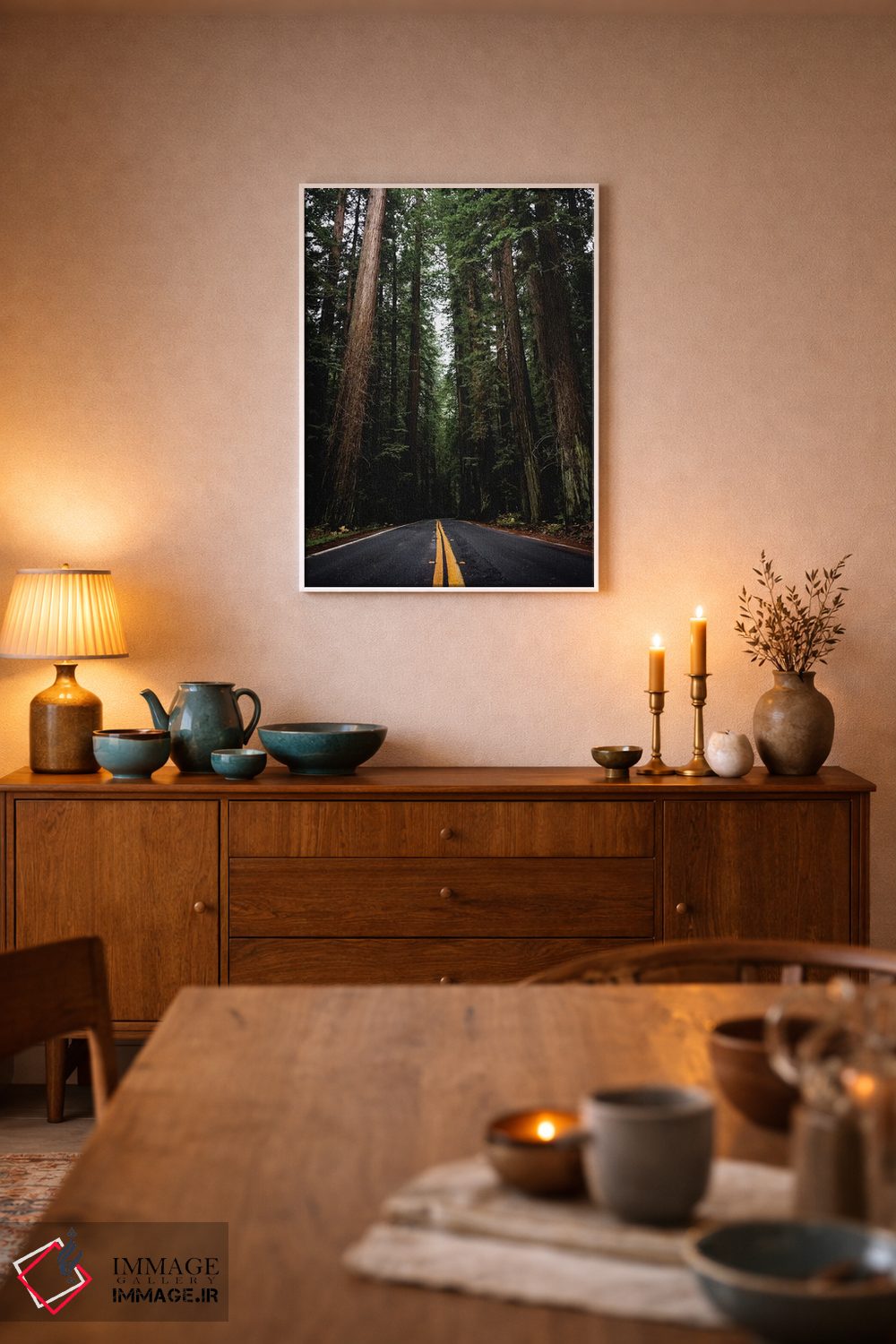 تابلو دکوراتیو جاده جنگلی، پارک ملی ردوود، کالیفرنیا اثر نیچر مجیک - D6W