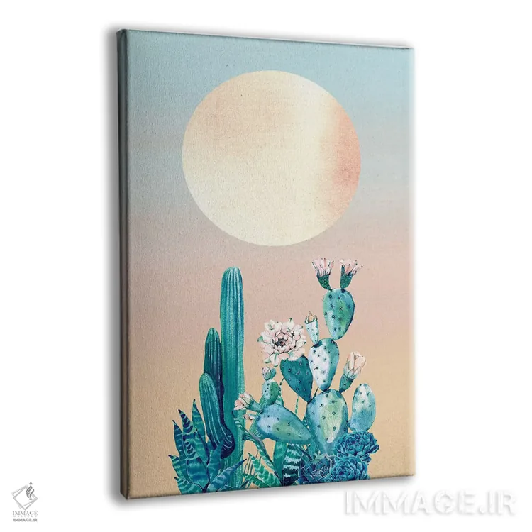 تابلو دکوراتیو طلوع صحرا: کاکتوس II اثر نیچر مجیک - نمای پرسپکتیو محصول