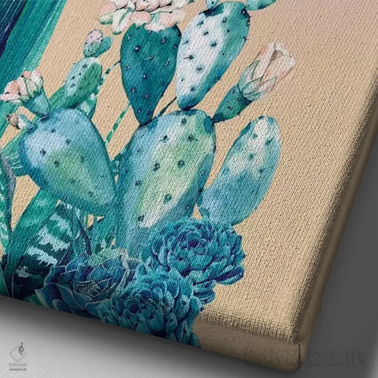 تابلو دکوراتیو طلوع صحرا: کاکتوس II اثر نیچر مجیک - نمای نزدیک بافت بوم