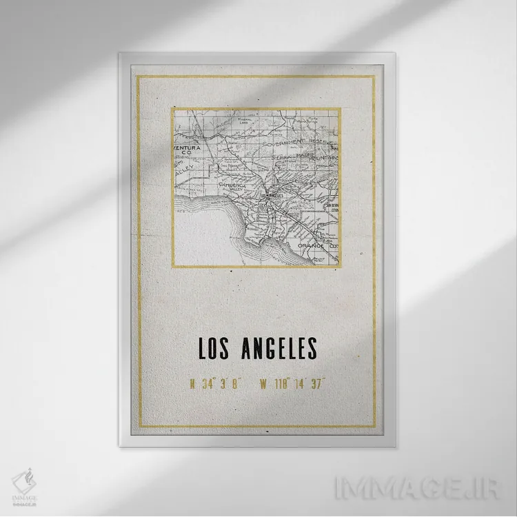 تابلو دکوراتیو لس آنجلس، کالیفرنیا II اثر نیچر مجیک - نمای قابدار سفید