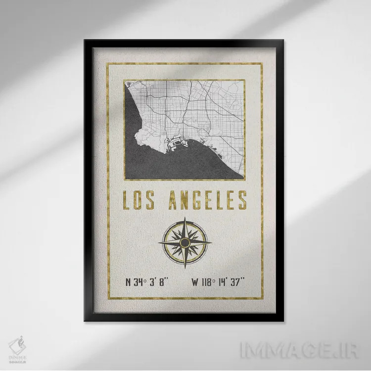 تابلو دکوراتیو لس آنجلس، کالیفرنیا اثر نیچر مجیک - نمای قابدار مشکی