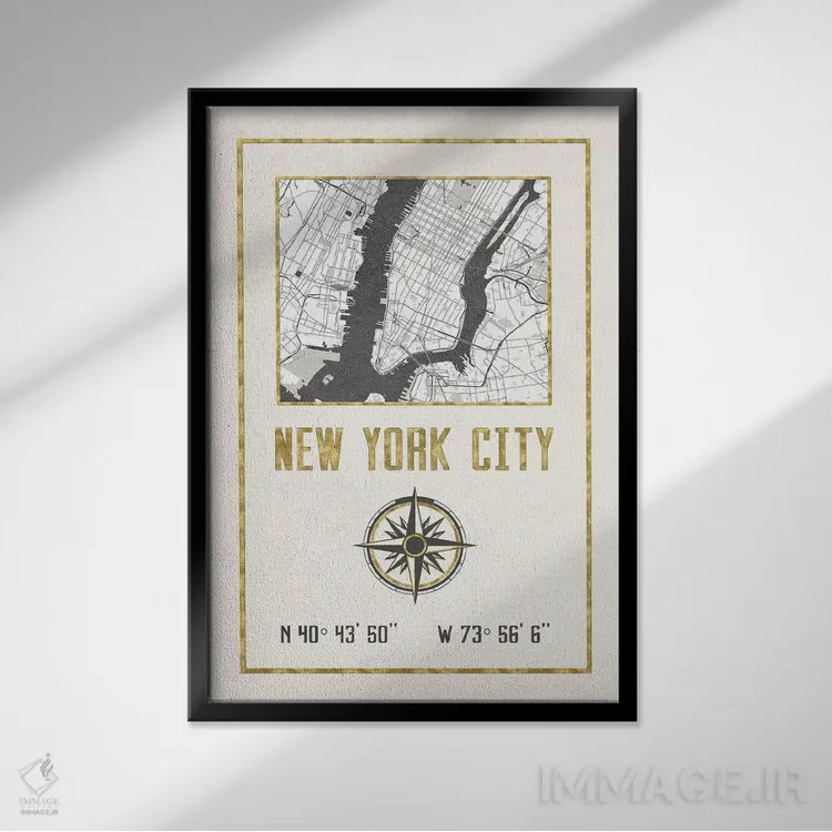 تابلو دکوراتیو نیویورک، نیویورک اثر نیچر مجیک - نمای قابدار مشکی