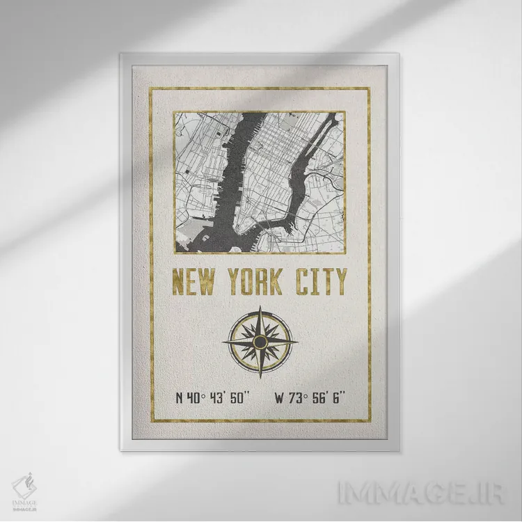 تابلو دکوراتیو نیویورک، نیویورک اثر نیچر مجیک - نمای قابدار سفید