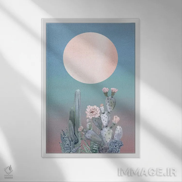 تابلو دکوراتیو گرگ ومیش کویر اثر نیچر مجیک - نمای قابدار سفید