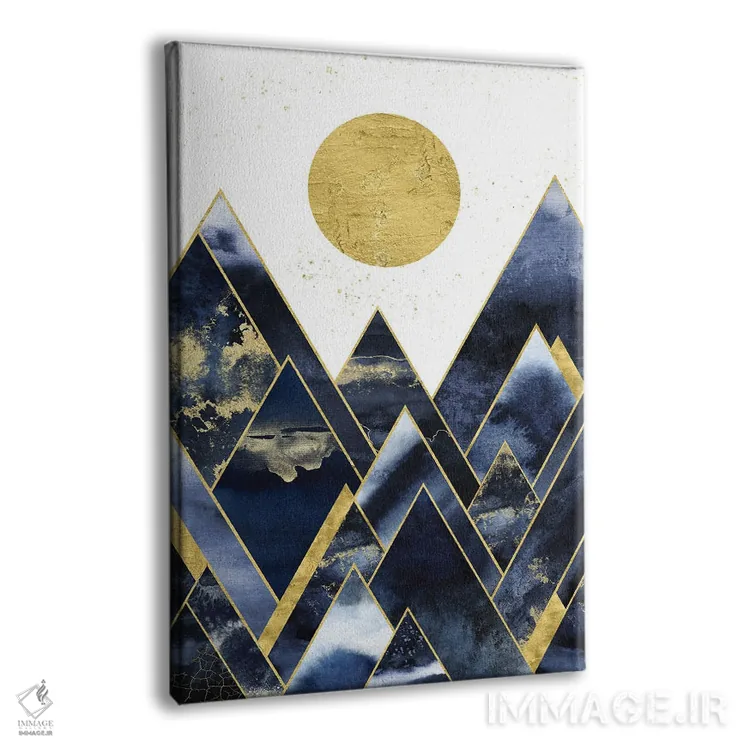 تابلو مدرن طلوع کوهستان های طلایی و نیلی اثر نیچر مجیک - نمای پرسپکتیو محصول