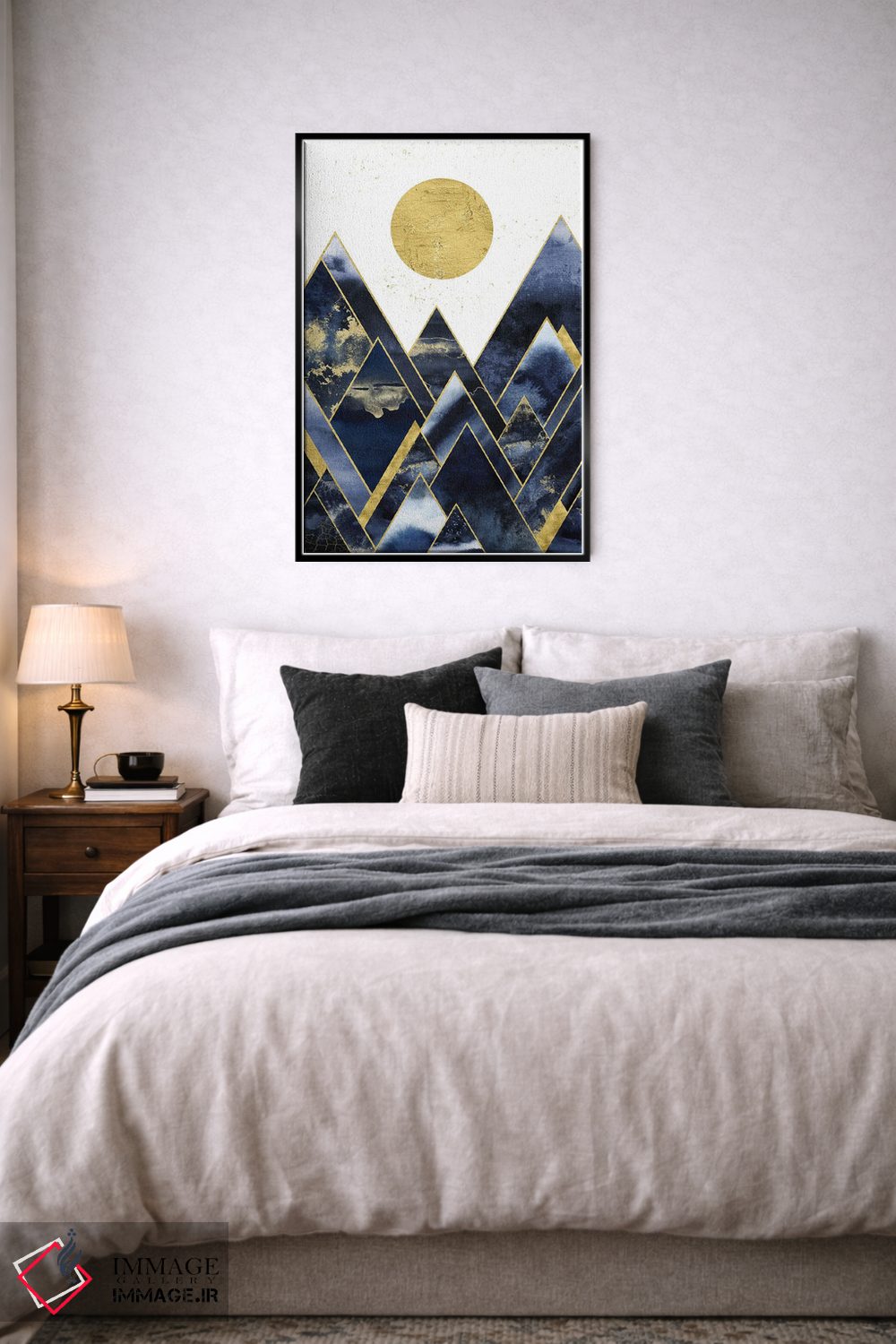 تابلو مدرن طلوع کوهستان های طلایی و نیلی اثر نیچر مجیک - D6B