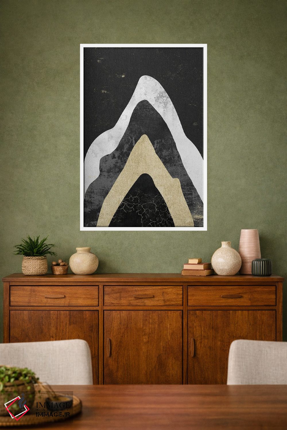 تابلو انتزاعی هنر کوه طلایی انتزاعی اثر نیچر مجیک - D1W