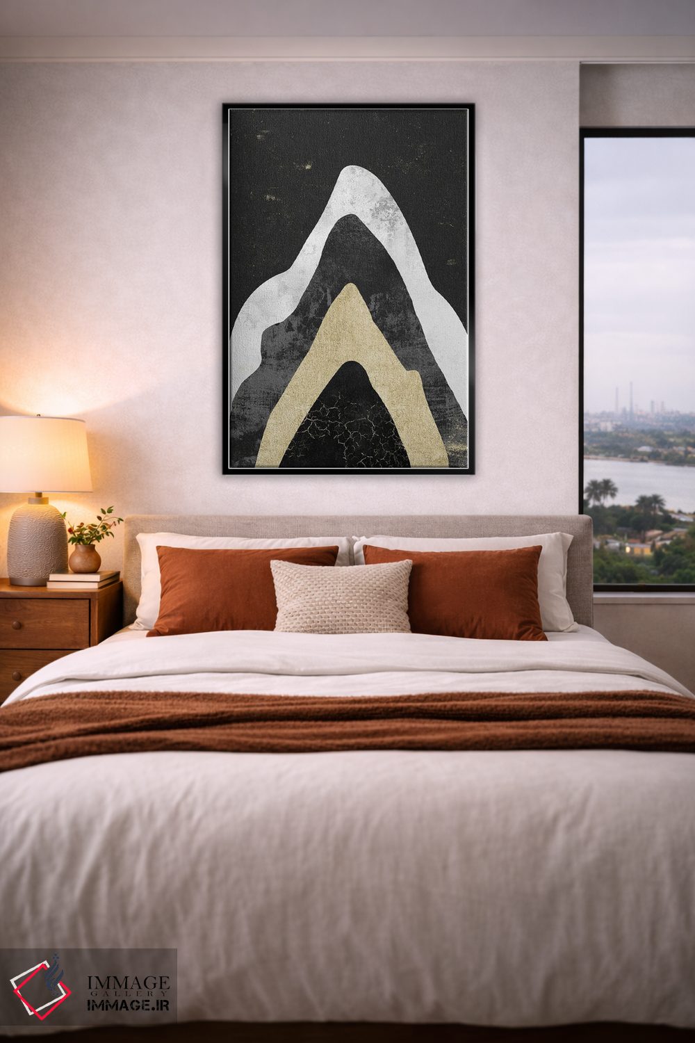 تابلو انتزاعی هنر کوه طلایی انتزاعی اثر نیچر مجیک - D5B