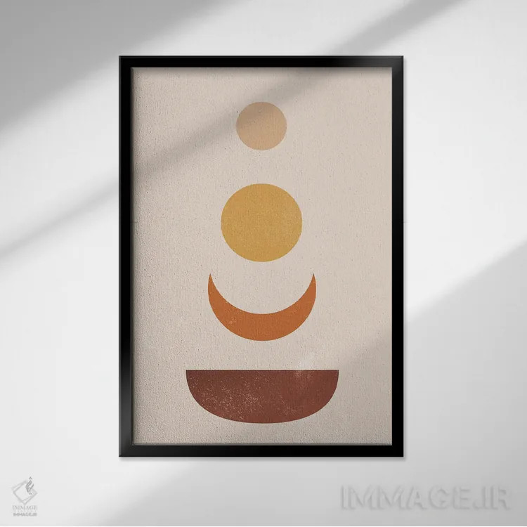 تابلو انتزاعی انتزاعی کویر تراکوتای بوهو اثر نیچر مجیک - نمای قابدار مشکی