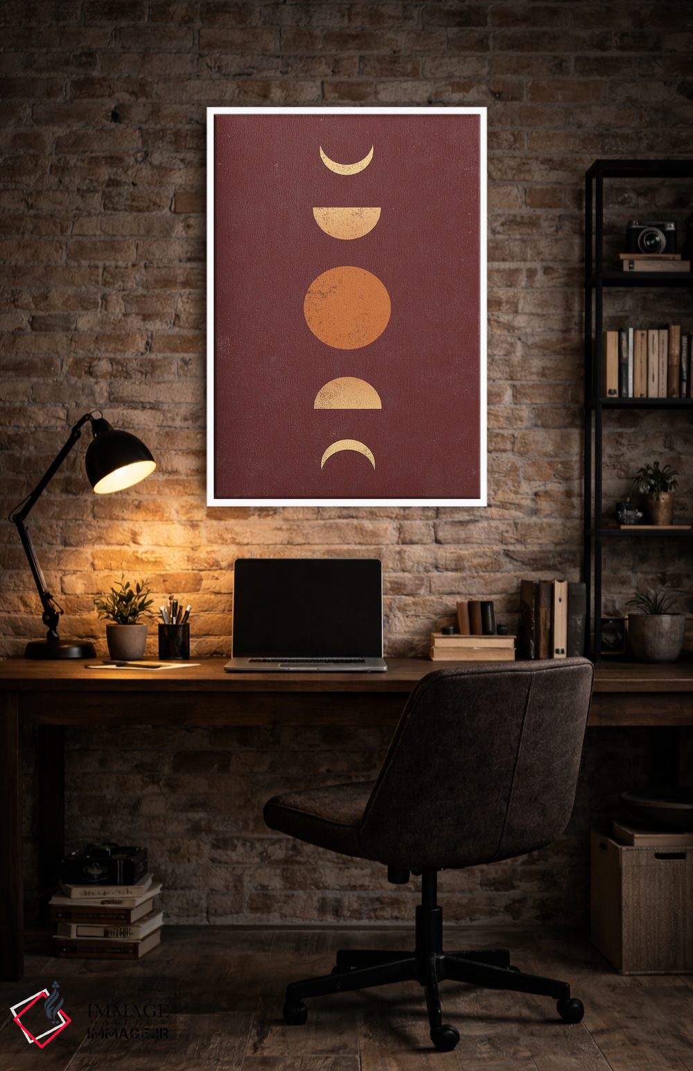 تابلو مینیمال مراحل ماه در کویر تراکوتای بوهو اثر نیچر مجیک - D4W