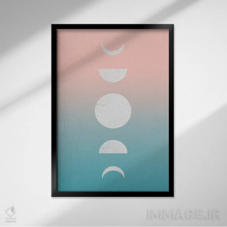 تابلو مدرن غروب اقیانوس ماه گون به سبک بوهو اثر نیچر مجیک - نمای قابدار مشکی