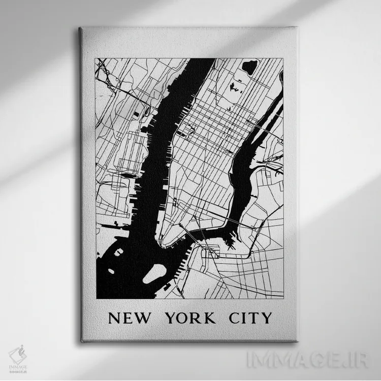 تابلو دکوراتیو نقشه شهر نیویورک اثر نیچر مجیک - نمای روبهرو روی دیوار