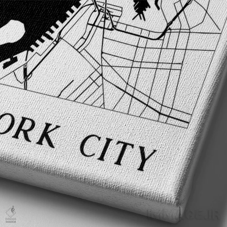تابلو دکوراتیو نقشه شهر نیویورک اثر نیچر مجیک - نمای نزدیک بافت بوم
