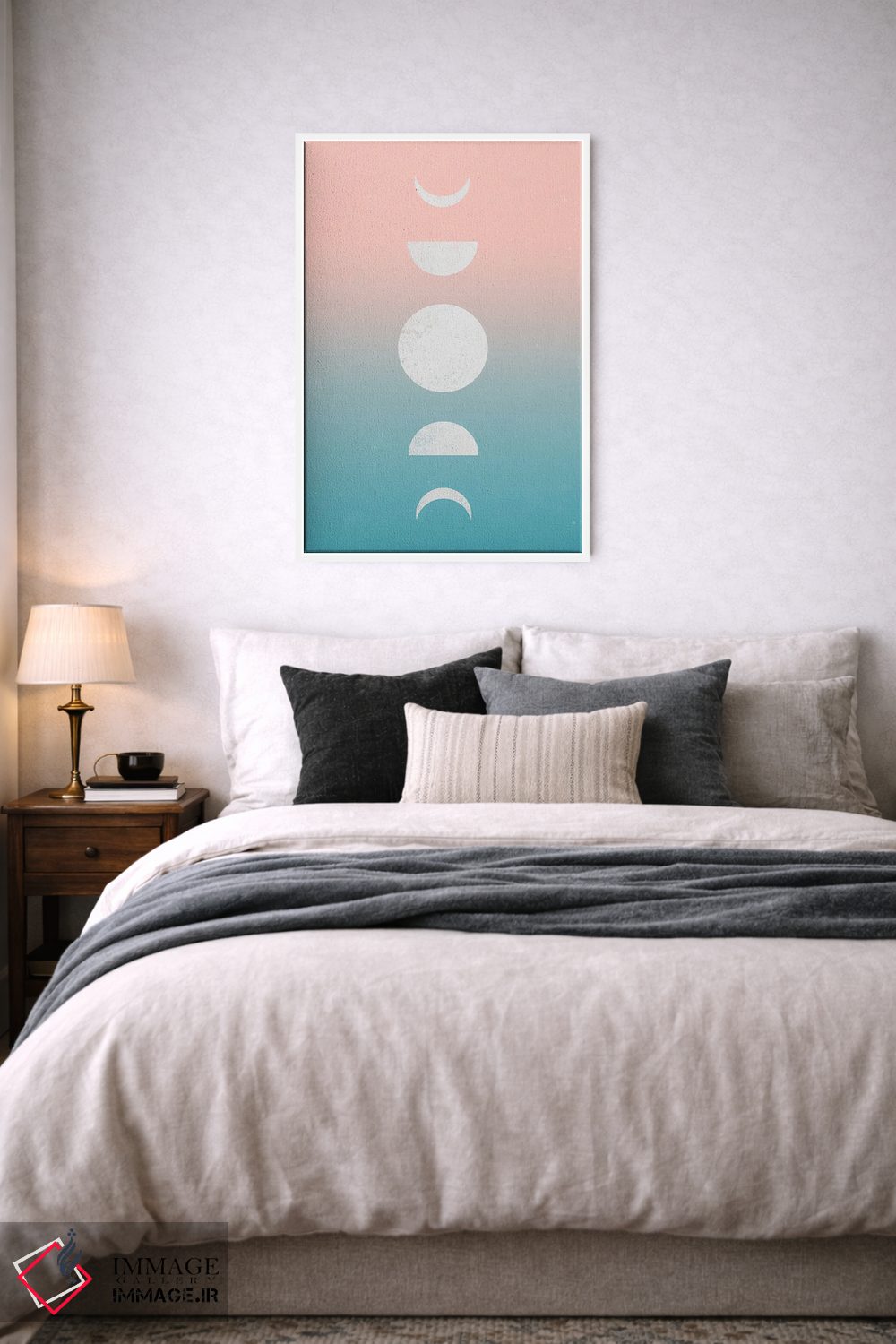 تابلو مدرن غروب اقیانوس ماه گون به سبک بوهو اثر نیچر مجیک - D5W