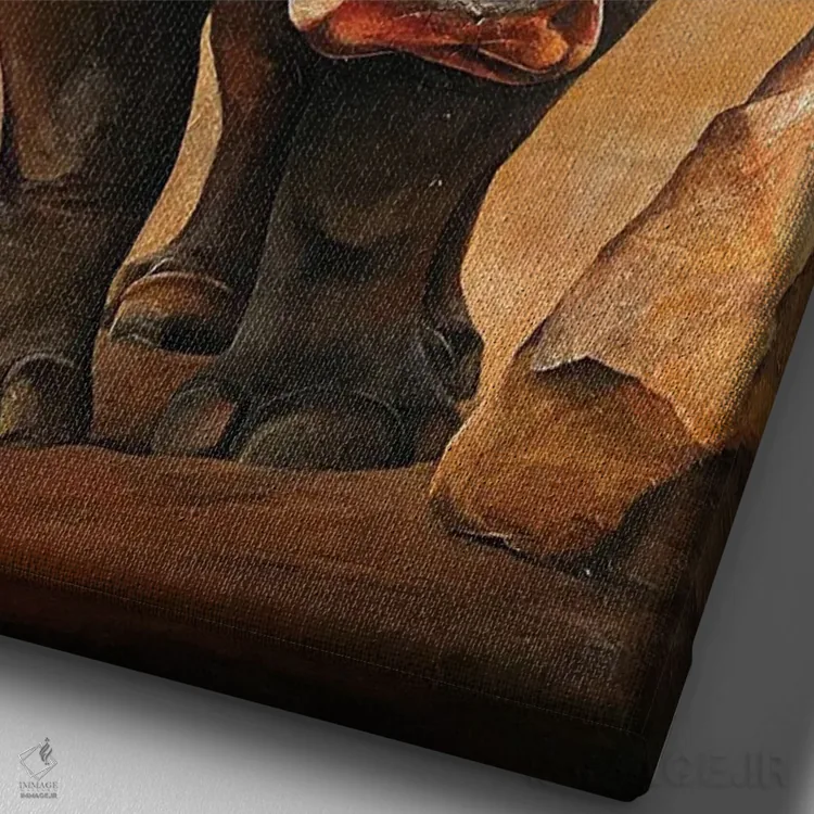 تابلو دکوراتیو کرگدن سیاه اثر مایکل گلدزوایگ - نمای نزدیک بافت بوم
