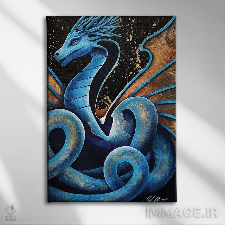 تابلو دکوراتیو اژدهای مارمانند اثر مایکل گلدزوایگ - نمای روبهرو روی دیوار