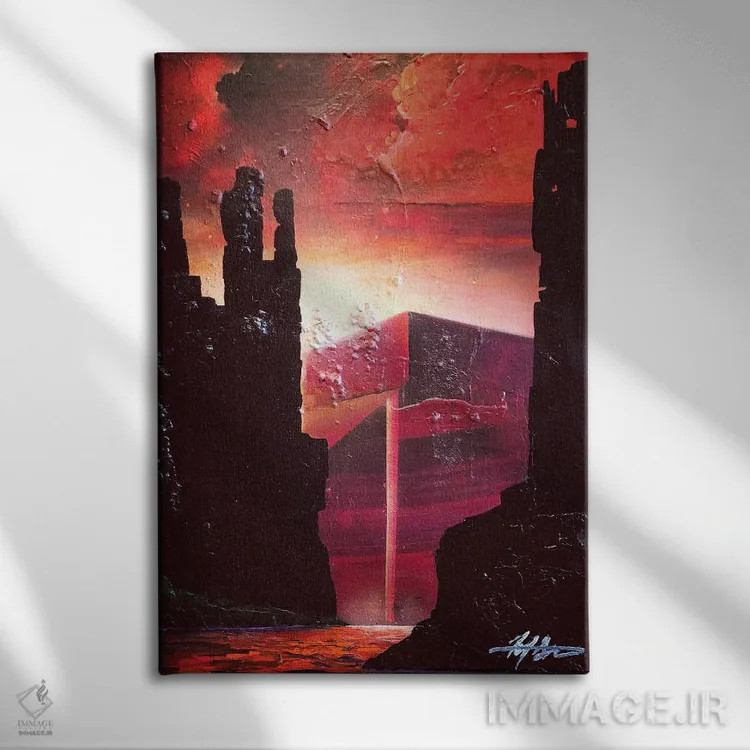 تابلو دکوراتیو سنگ سرخ اثر مایکل گلدزوایگ - نمای روبهرو روی دیوار