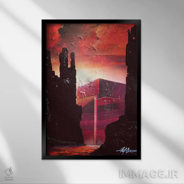 تابلو دکوراتیو سنگ سرخ اثر مایکل گلدزوایگ - نمای قابدار مشکی