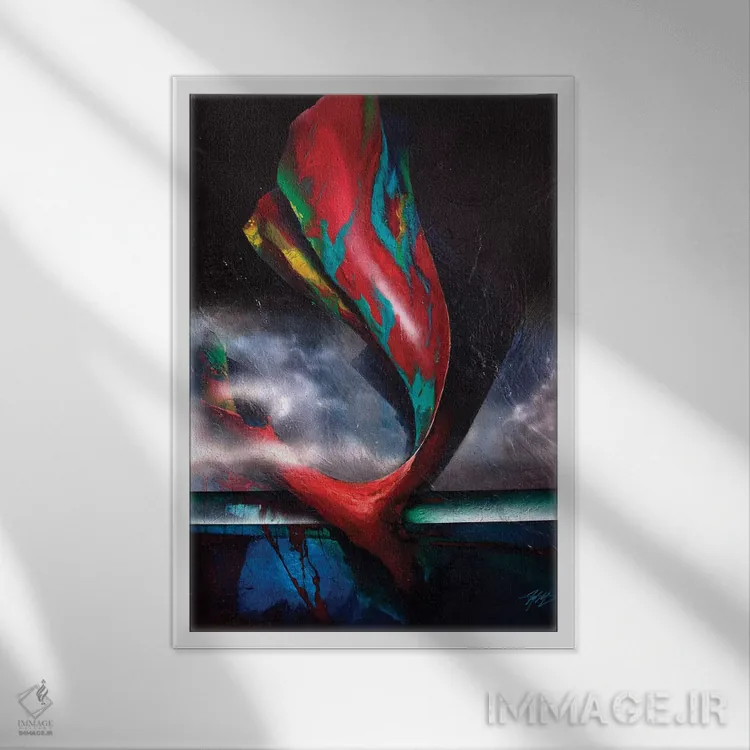 تابلو انتزاعی نهنگ اثر مایکل گلدزوایگ - نمای قابدار سفید