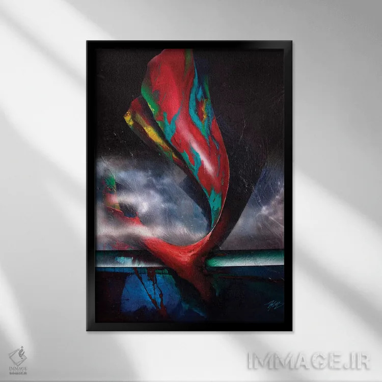 تابلو انتزاعی نهنگ اثر مایکل گلدزوایگ - نمای قابدار مشکی