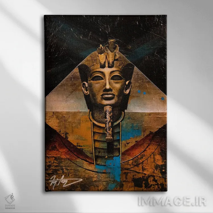 تابلو دکوراتیو فرعون طلایی اثر مایکل گلدزوایگ - نمای روبهرو روی دیوار