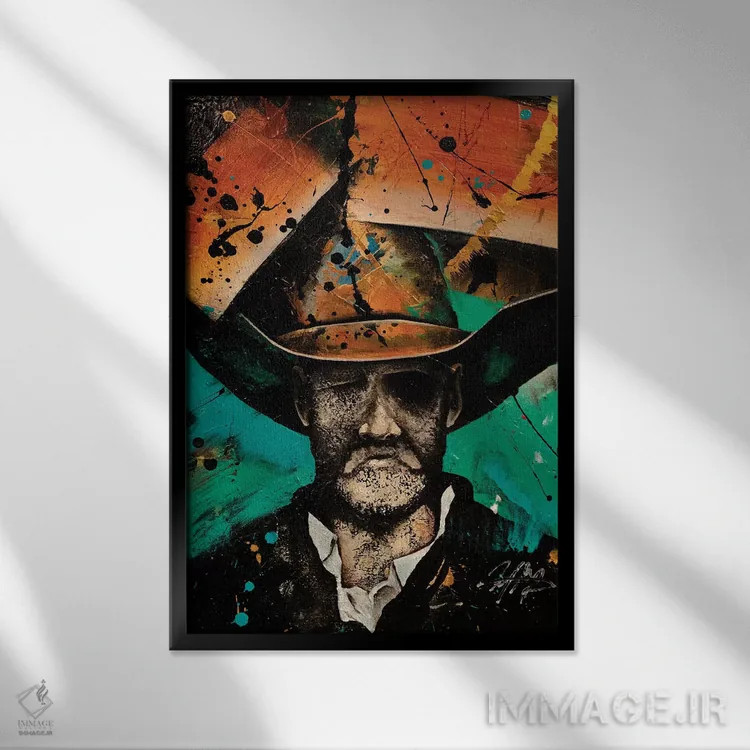 تابلو دکوراتیو کابوی اثر مایکل گلدزوایگ - نمای قابدار مشکی