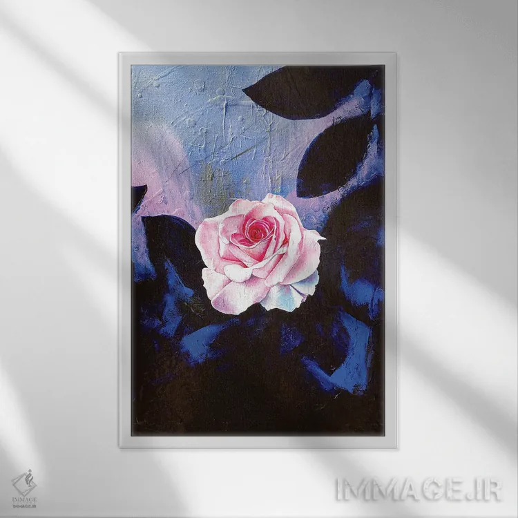 تابلو دکوراتیو زندگی به رنگ گل سرخ اثر مایکل گلدزوایگ - نمای قابدار سفید