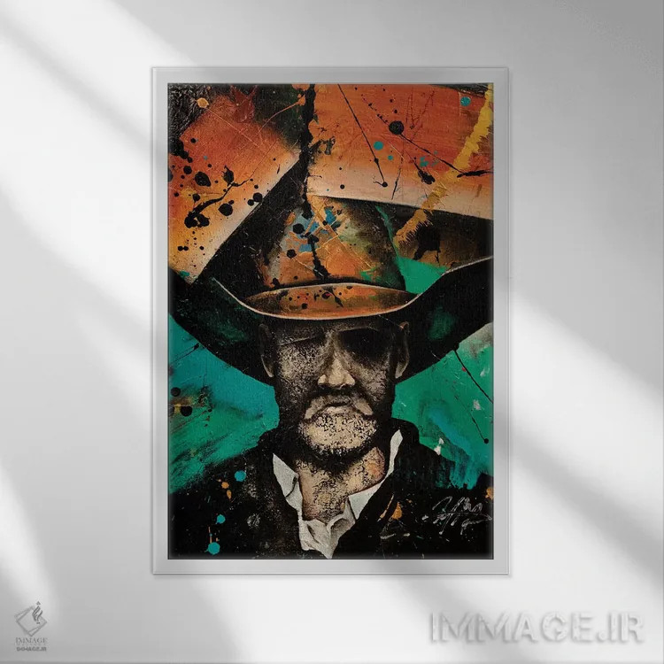 تابلو دکوراتیو کابوی اثر مایکل گلدزوایگ - نمای قابدار سفید