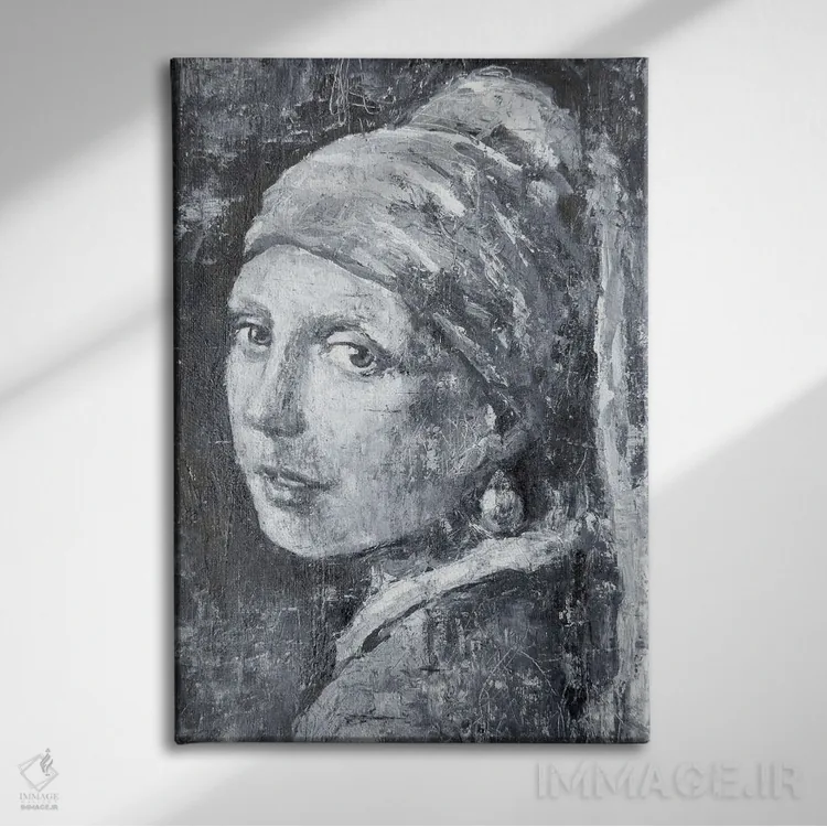 تابلو دکوراتیو توس "دختر با گوشواره مروارید" اثر مارگاریتا ایوانوا - نمای روبهرو روی دیوار