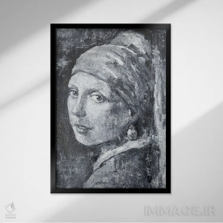 تابلو دکوراتیو توس "دختر با گوشواره مروارید" اثر مارگاریتا ایوانوا - نمای قابدار مشکی