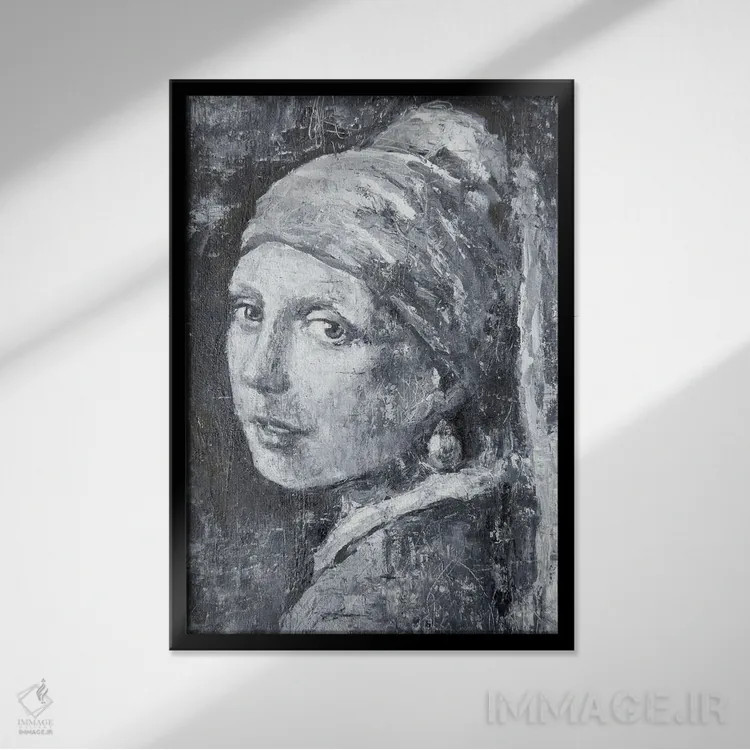 تابلو دکوراتیو توس "دختر با گوشواره مروارید" اثر مارگاریتا ایوانوا - نمای قابدار مشکی