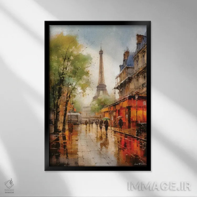 تابلو دکوراتیو خیابان های پاریس دوم اثر کانر مک گوایر - نمای قابدار مشکی