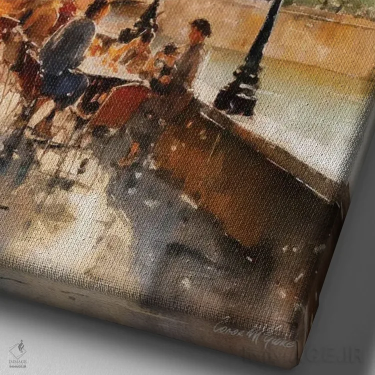 تابلو دکوراتیو خیابان های پاریس هفتم اثر کانر مک گوایر - نمای نزدیک بافت بوم