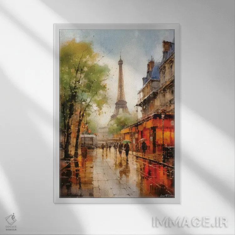 تابلو دکوراتیو خیابان های پاریس دوم اثر کانر مک گوایر - نمای قابدار سفید