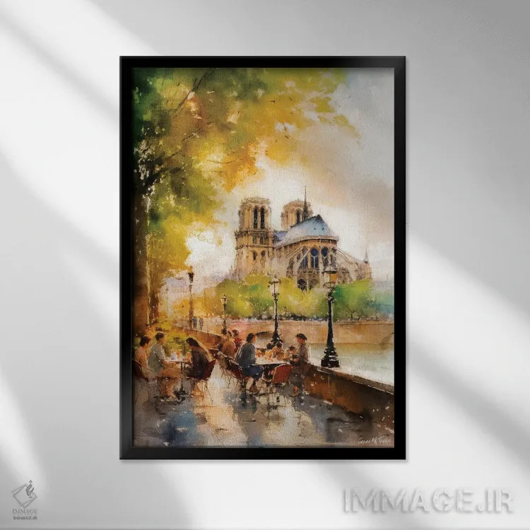 تابلو دکوراتیو خیابان های پاریس هفتم اثر کانر مک گوایر - نمای قابدار مشکی