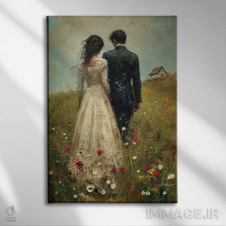 تابلو دکوراتیو تازه عروس و داماد دوم اثر کانر مک گوایر - نمای روبهرو روی دیوار