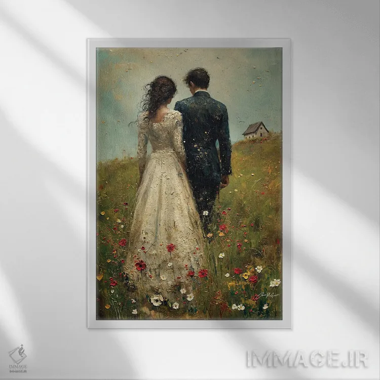 تابلو دکوراتیو تازه عروس و داماد دوم اثر کانر مک گوایر - نمای قابدار سفید