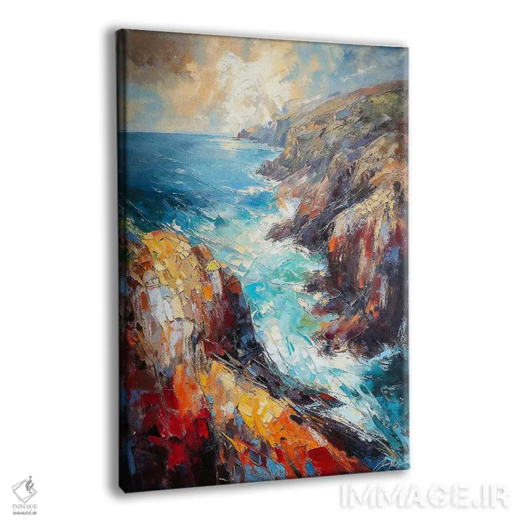 تابلو دکوراتیو نمای هوایی صخره های آتلانتیک اثر کانر مک گوایر - نمای پرسپکتیو محصول