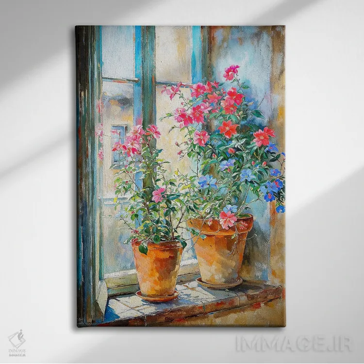 تابلو دکوراتیو گلدان های تابستانی اثر کانر مک گوایر - نمای روبهرو روی دیوار