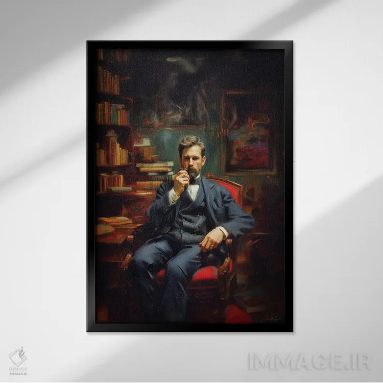 تابلو مدرن دودکننده پیپ اثر کانر مک گوایر - نمای قابدار مشکی