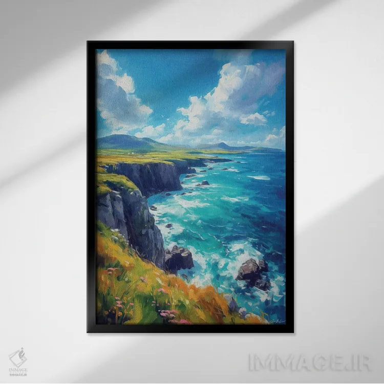 تابلو دکوراتیو موج سواری وحشی آتلانتیک اثر کانر مک گوایر - نمای قابدار مشکی