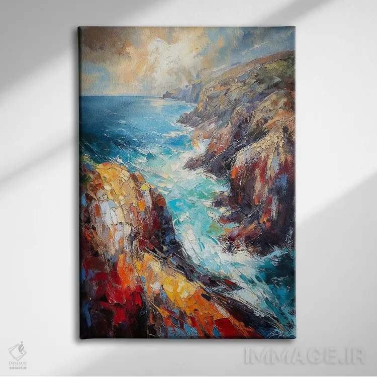 تابلو دکوراتیو نمای هوایی صخره های آتلانتیک اثر کانر مک گوایر - نمای روبهرو روی دیوار