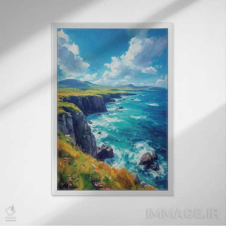 تابلو دکوراتیو موج سواری وحشی آتلانتیک اثر کانر مک گوایر - نمای قابدار سفید