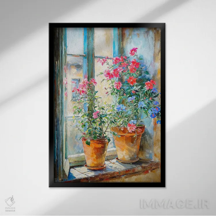 تابلو دکوراتیو گلدان های تابستانی اثر کانر مک گوایر - نمای قابدار مشکی