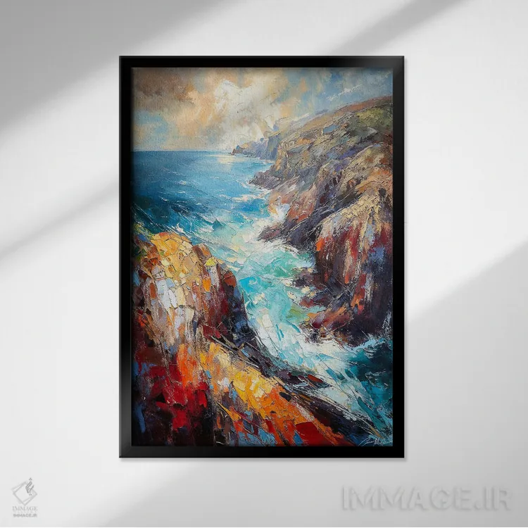 تابلو دکوراتیو نمای هوایی صخره های آتلانتیک اثر کانر مک گوایر - نمای قابدار مشکی