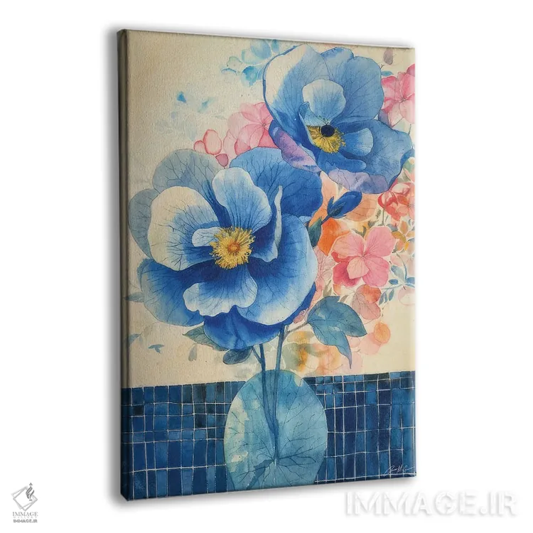 تابلو دکوراتیو طرح های گل آبی اثر کانر مک گوایر - نمای پرسپکتیو محصول