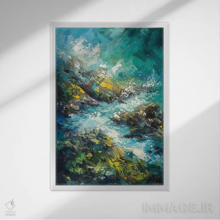 تابلو دکوراتیو پاشش آب دریا اثر کانر مک گوایر - نمای قابدار سفید