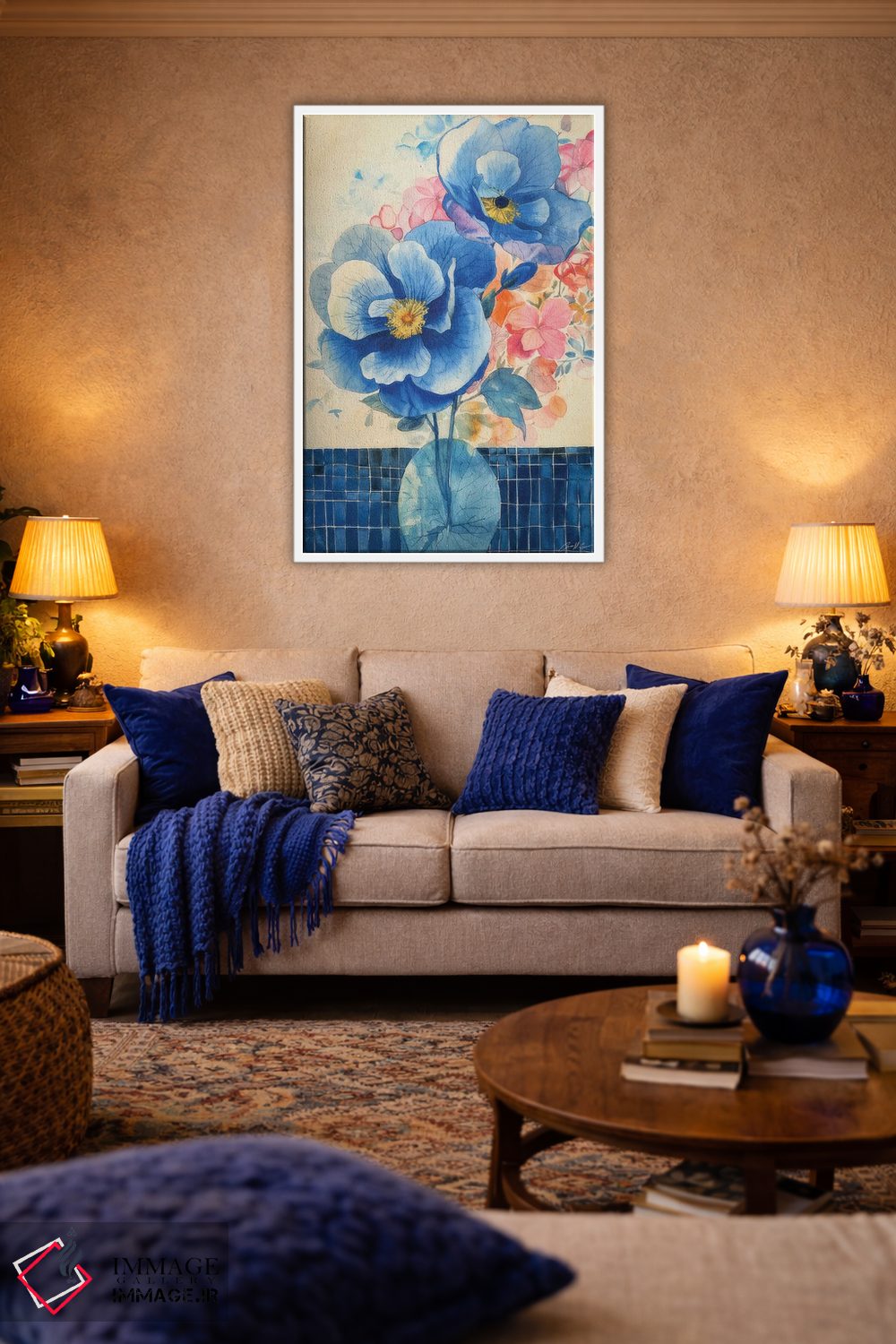 تابلو دکوراتیو طرح های گل آبی اثر کانر مک گوایر - D2W