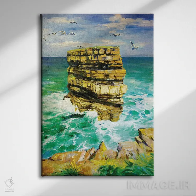 تابلو دکوراتیو Sea Stack 11, County Mayo" صخره دریایی دان بریسته ۱۱، شهر… اثر کانر مک گوایر - نمای روبهرو روی دیوار